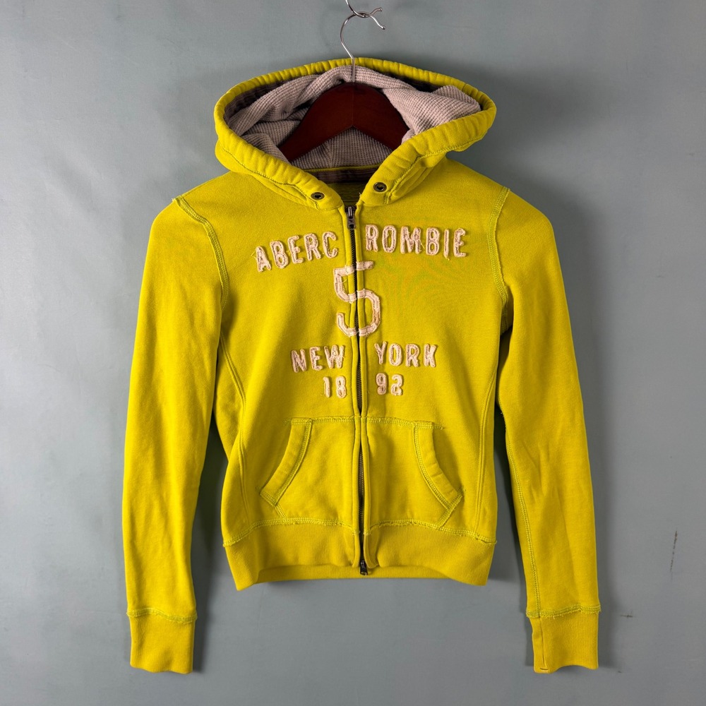 Abercrombie & Fitch Women's L Lime Green Embroidered Full Zip Hoodie